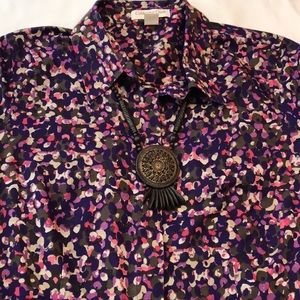 LN Coldwater Creek purple abstract blouse. Sz M